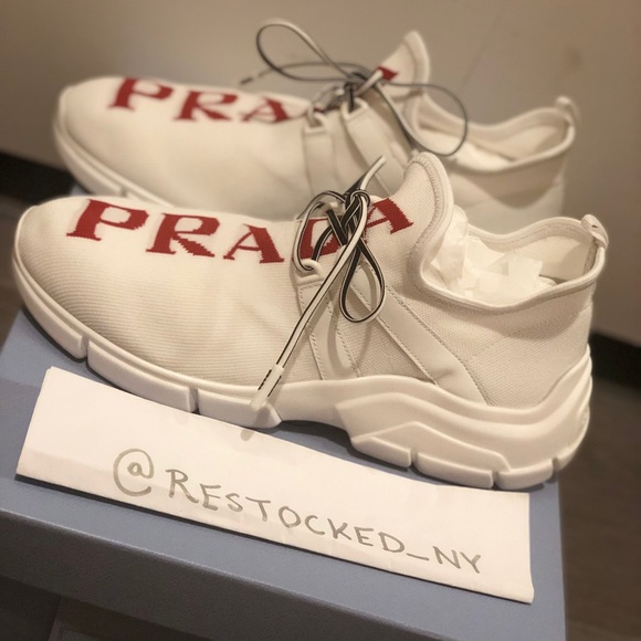 Prada Knit Sock Sneaker with Red Logo sz 38 - Picture 5 of 8
